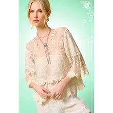 Load image into Gallery viewer, 6147- Boho Floral Guipure Lace Tiered Top-NATURAL
