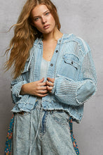 Load image into Gallery viewer, 5797- POL  Button Down Pocket Front Hoodie-BLUE
