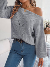 Load image into Gallery viewer, 5599-Boat Neck Cable Knit Pullover Sweater-GREY
