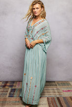 Load image into Gallery viewer, 5804- POL V-Neck Tassel Glint Embroidery Cotton Flowy Fit Maxi Dress
