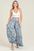 Load image into Gallery viewer, 6078- Printed Wide Leg Pants with Tie Waist-BLUE
