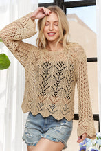 Load image into Gallery viewer, 5979-Long Sleeves Round Neck Crochet Top-NATURAL
