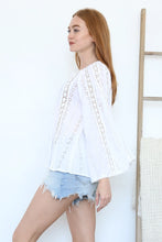 Load image into Gallery viewer, 4725- Lace Insets Flare Bell Sleeve Eyelet Embroidered
