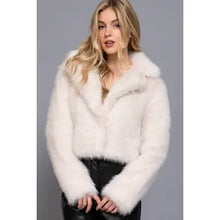 Load image into Gallery viewer, 6403- Long Sleeve  Faux Fur Cropped Jacket-CREAM
