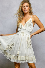 Load image into Gallery viewer, 5964-V-Neck Smocked Waist Sleeveless Short Dress-CREAM
