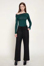 Load image into Gallery viewer, 6634- Straight Leg Faux Suede Long Pants-BLACK
