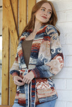 Load image into Gallery viewer, 6672- Wide Collar Sweater Jacket with Waist Tie-RED
