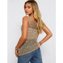 Load image into Gallery viewer, 6414- Chic Shiny Sequin Crochet Hollow-Out Tank
