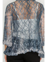 Load image into Gallery viewer, 6206- Sparkly Lace Cardigan with Ties and Ruffles Denim
