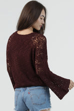 Load image into Gallery viewer, 6602- V Neck Pullover with Flare Sleeve-DRK FIG
