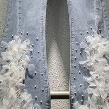 Load image into Gallery viewer, 6154- Floral Embellished Flare Jeans
