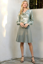 Load image into Gallery viewer, 5740-Metallic Cowl Neck Blouse-SAGE

