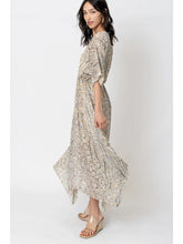 Load image into Gallery viewer, 4142-Printed Kimono Sleeve Midi Dress- BEIGE/BLACK
