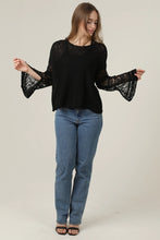 Load image into Gallery viewer, 6663- Light Weight Flare Bell Slit Sleeve Pullover-BLACK
