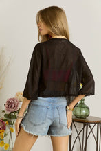 Load image into Gallery viewer, 6104-TEXTURED CHIFFON FRONT TIE BOLERO-BLACK
