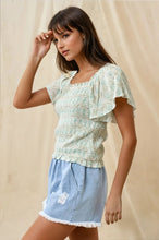 Load image into Gallery viewer, 5198-Smocked Top - -SAGE

