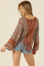 Load image into Gallery viewer, 5589- V Neck Fringe Hem Pullover Sweater-RUST
