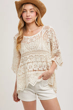 Load image into Gallery viewer, 6349- Sheer Crochet Top with No Lining-NATURAL
