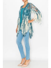 Load image into Gallery viewer, 6205- Classic All Lace Cardigan with Tiered Layers - DENIM
