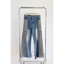 Load image into Gallery viewer, 6533- Lattice Rhinestone Wide Leg Jeans
