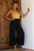 Load image into Gallery viewer, 5815-Wide Leg Pants with Lace Inserts-BLACK
