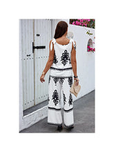 Load image into Gallery viewer, 4342-Floral Knot Shoulder Sleeveless Elastic Waist Set
