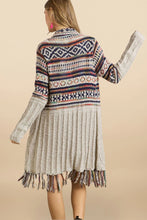 Load image into Gallery viewer, 6525- Fringe Hem Tribal Sweater Cardigan-BEIGE
