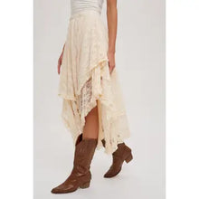 Load image into Gallery viewer, 6317- Lace Tier Midi Skirt-IVORY
