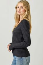 Load image into Gallery viewer, 5770-Plunging V-Neck Sweater Top-BLACK
