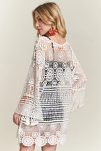 Load image into Gallery viewer, 4328-FRONT LACE UP CROCHET COVER UP-WHITE
