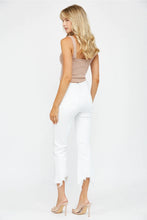 Load image into Gallery viewer, 4160-High Rise Crop Flare with Uneven Hem-WHITE
