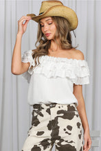 Load image into Gallery viewer, 6005-Off-The-Shoulder Layered Ruffle TOP-WHITE
