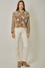 Load image into Gallery viewer, 6732- Embroidered Mixed Media Jacket-WASHED TOFFEE

