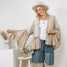 Load image into Gallery viewer, 6038- Elegant Kimono-Inspired Frill Shrug-cream
