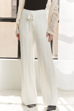 Load image into Gallery viewer, 4883-WAIST TIE TEXTURE WIDE LEG KNIT PANTS -OFF WHITE
