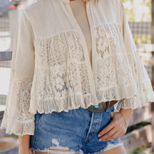 Load image into Gallery viewer, 5885-Bohemian Breeze Artisan Lace Shrug Ruffle Jacket
