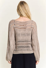 Load image into Gallery viewer, 5777-CROCHETED Open-Knit Pullover Sweater-KHAKI

