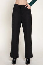 Load image into Gallery viewer, 6634- Straight Leg Faux Suede Long Pants-BLACK
