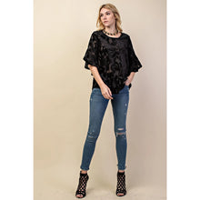 Load image into Gallery viewer, 5497-Velvet Ruffle Sleeve Knit Top-BLACK
