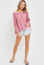 Load image into Gallery viewer, 4200-Off Shoulder Tiered Bell Sleeve-ROSE
