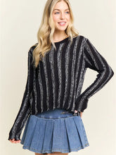 Load image into Gallery viewer, 5778-VERTICAL Textured Stripe Sweater-BLACK
