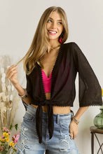 Load image into Gallery viewer, 6104-TEXTURED CHIFFON FRONT TIE BOLERO-BLACK
