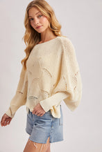 Load image into Gallery viewer, 6361- Poncho Style Dolman Sleeved Open Knit Sweater-ECRU
