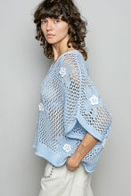 Load image into Gallery viewer, 6013- POL-Floral Patch Thin Sweater Top-BLUE
