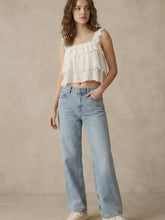 Load image into Gallery viewer, 6189- Lace Tiered Crop Top with Lace Straps
