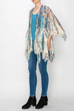 Load image into Gallery viewer, 5984-Classic All Lace Cardigan with Tiered Layers-TURQ/BEIGE
