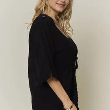 Load image into Gallery viewer, 6258- Boho Embroidery Kimono Cardigan-BLACK
