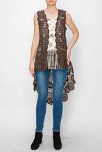 Load image into Gallery viewer, 5370-All Crochet High-Low Vest -BROWN
