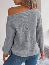 Load image into Gallery viewer, 5599-Boat Neck Cable Knit Pullover Sweater-GREY
