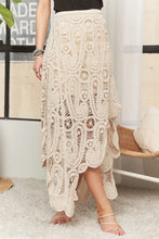 Load image into Gallery viewer, 5068-Crochet Lace High Low Maxi Skirt-BEIGE
